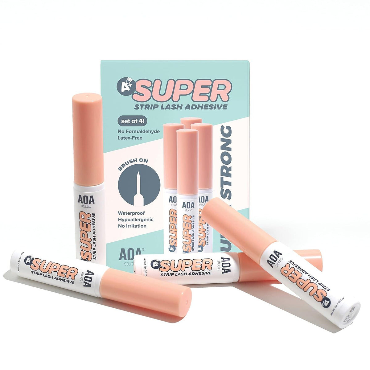 Waterproof Lash Glue 4-Pack - Strong Hold, Clear, Latex-Free False Eyelash Adhesive