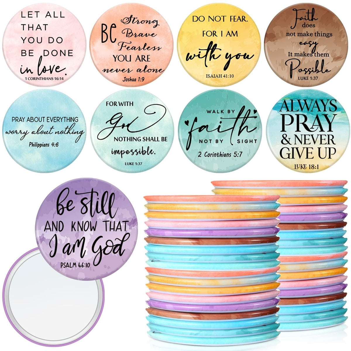 Mini Christian Compact Mirrors Set - Inspirational Bible Verse Pocket Mirrors