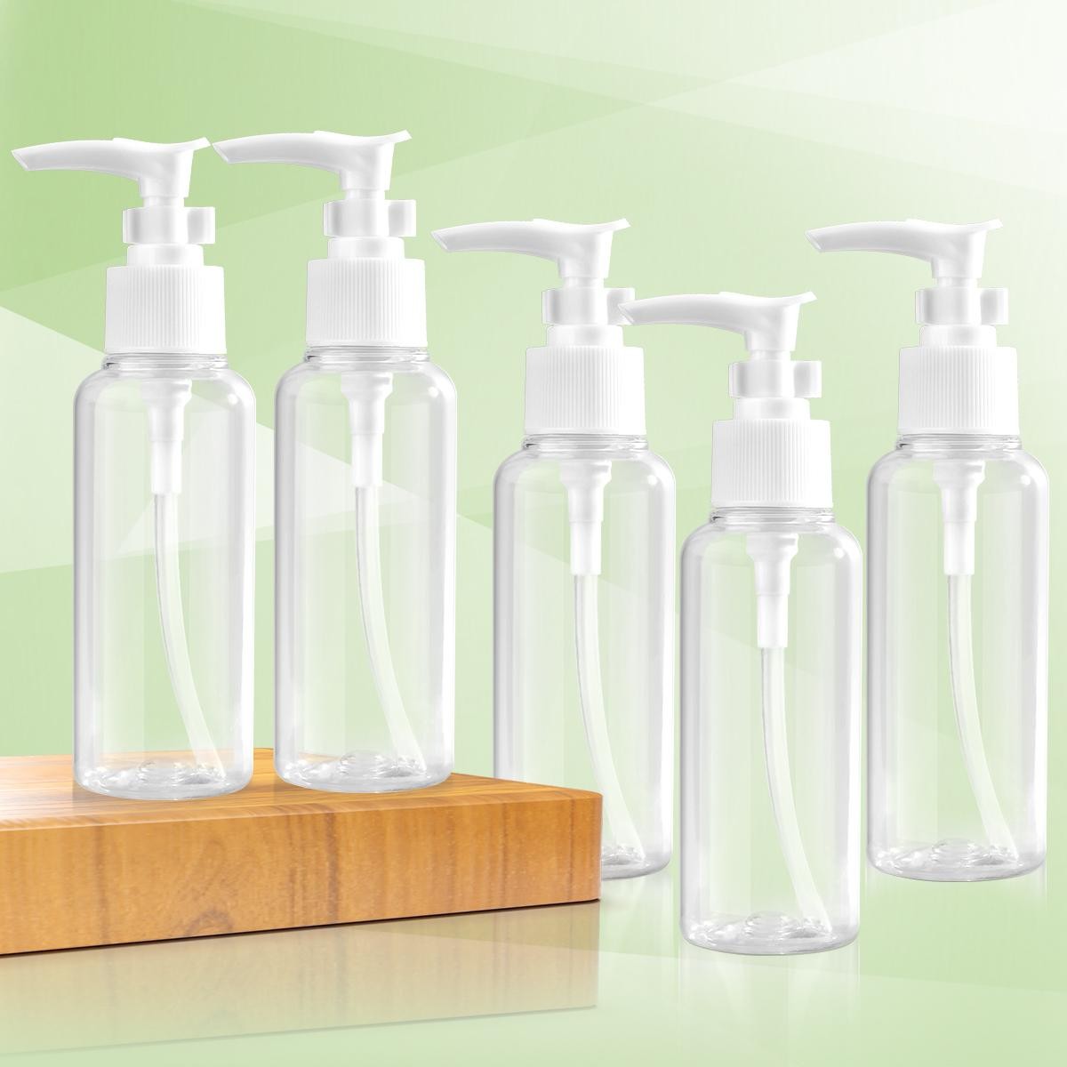 100ml Thickened Transparent Buckle Pump Extrusion Bottle Set for Shampoo