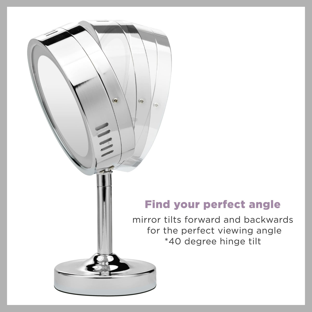 Lighted Makeup Mirror with 5X Magnification - Double-Sided Vanity Mirror