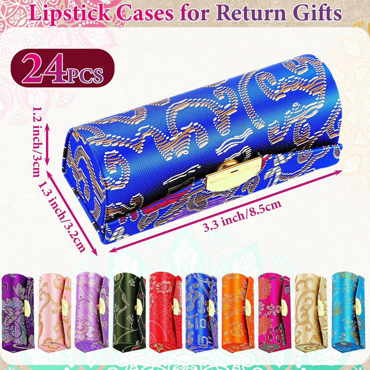 Set of 24 Lipstick Case Holders with Mirrors - Bulk Gift for Mother’s Day and Weddings