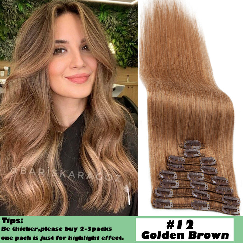 Clip In Human Hair Extensions Full Head Set - Remy, Long & Short Styles