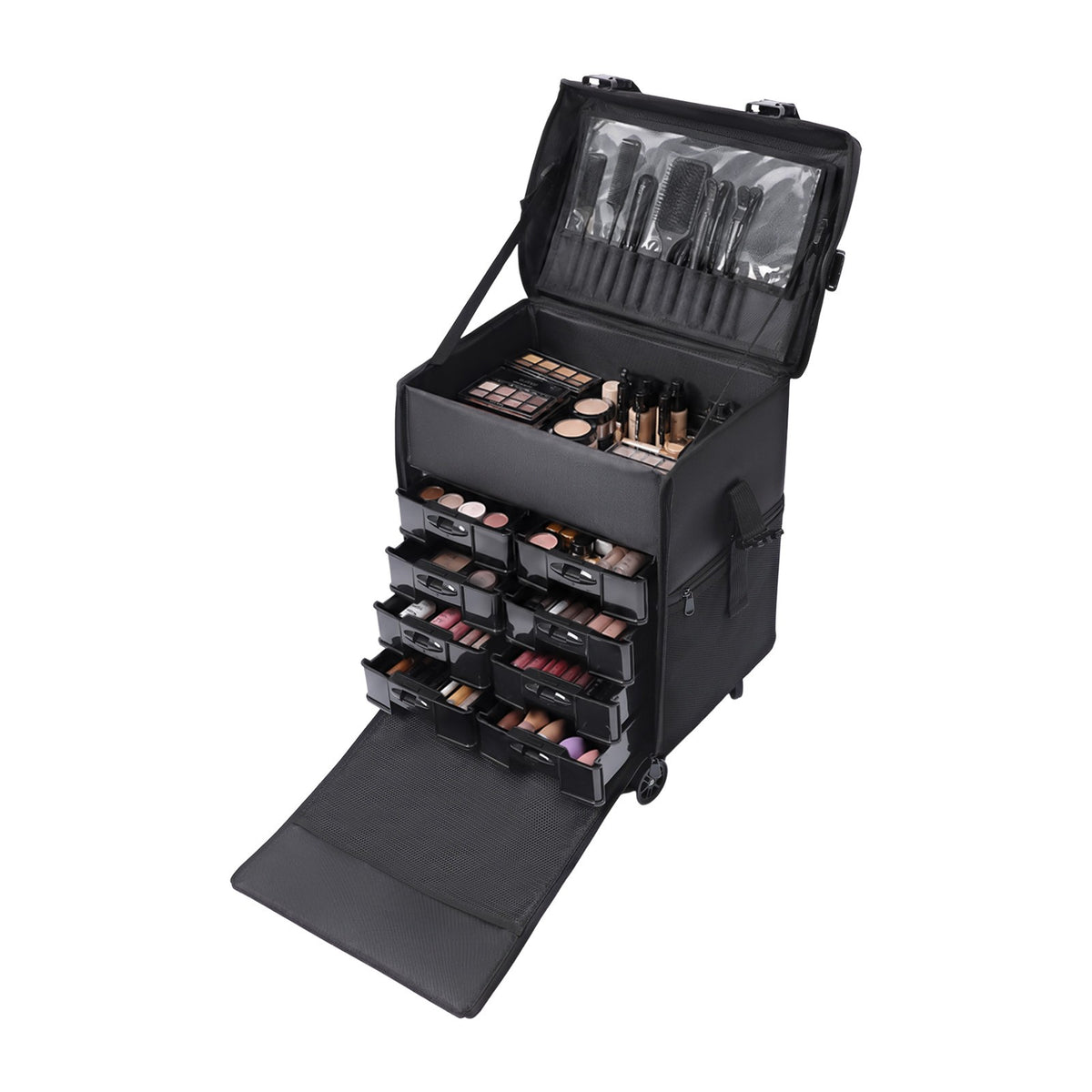 Rolling Makeup Case with Drawers Travel Trolley - Professional Cosmetic Organizer