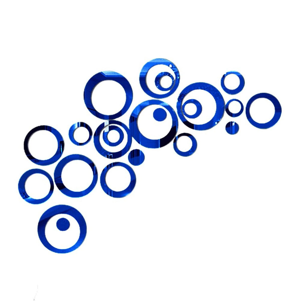 Removable Blue 24-Piece Acrylic Mirror Wall Decals - Round Reflective Stickers for Living Room & Bedroom