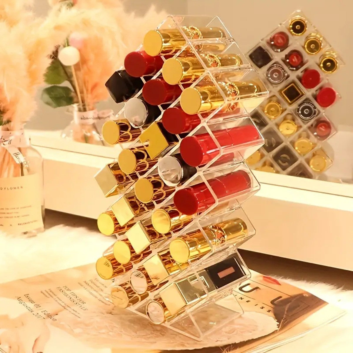 Stackable Fish-Shaped Lipstick Organizer - Waterproof Makeup Tower