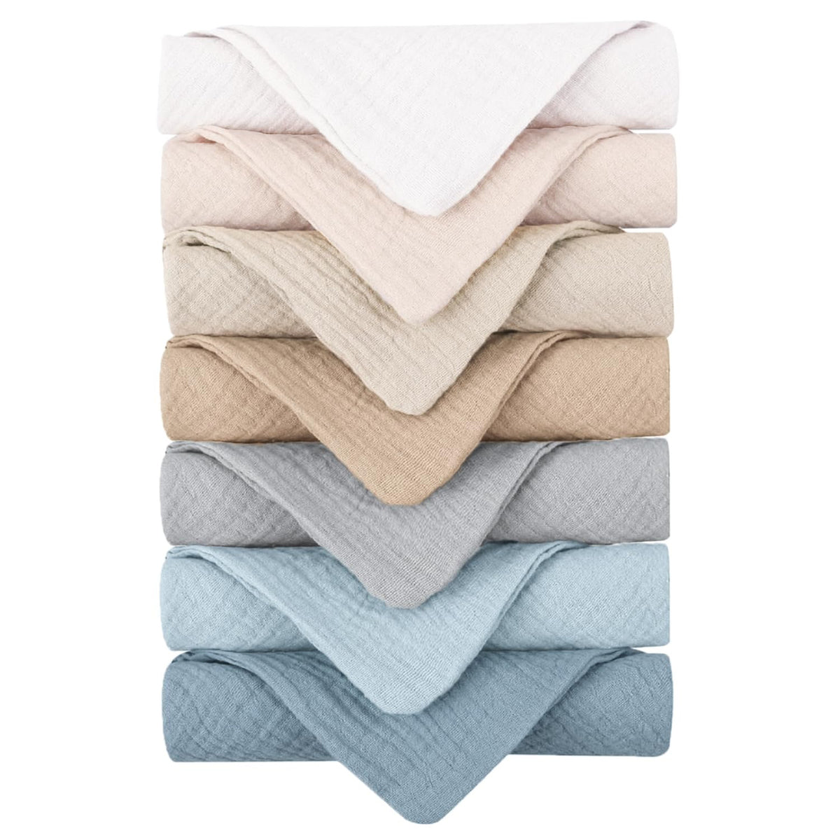 7-Pack Ultra Soft Muslin Cotton Facial Wash Cloths - Reusable & Gentle