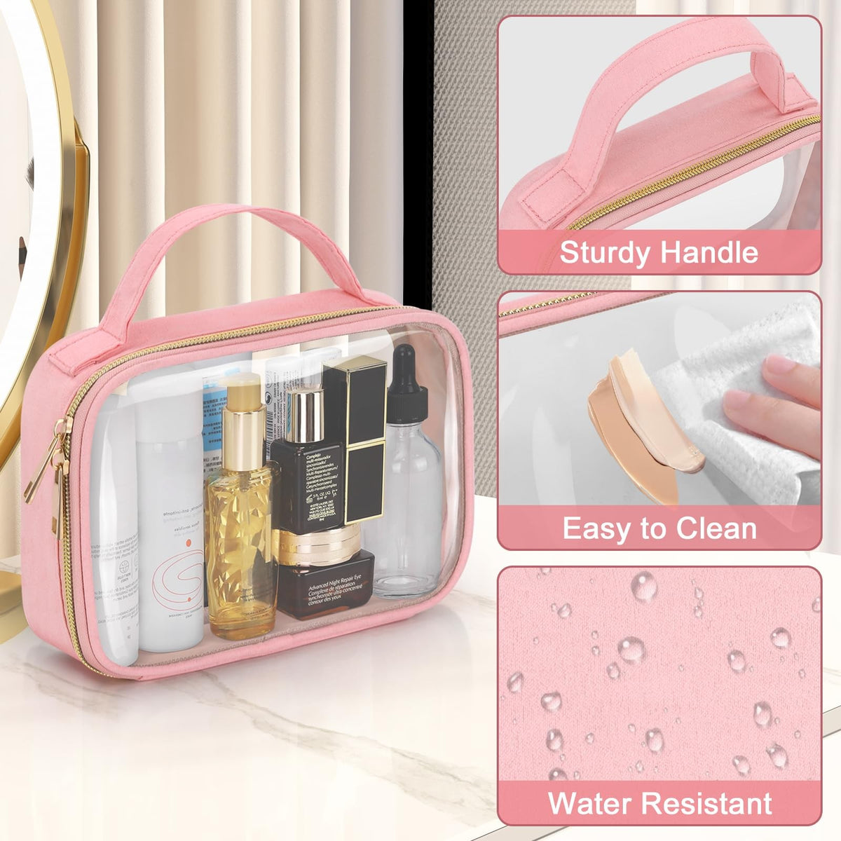TSA Approved Clear Toiletry Bag 2 Pack Travel Organizer with Handles