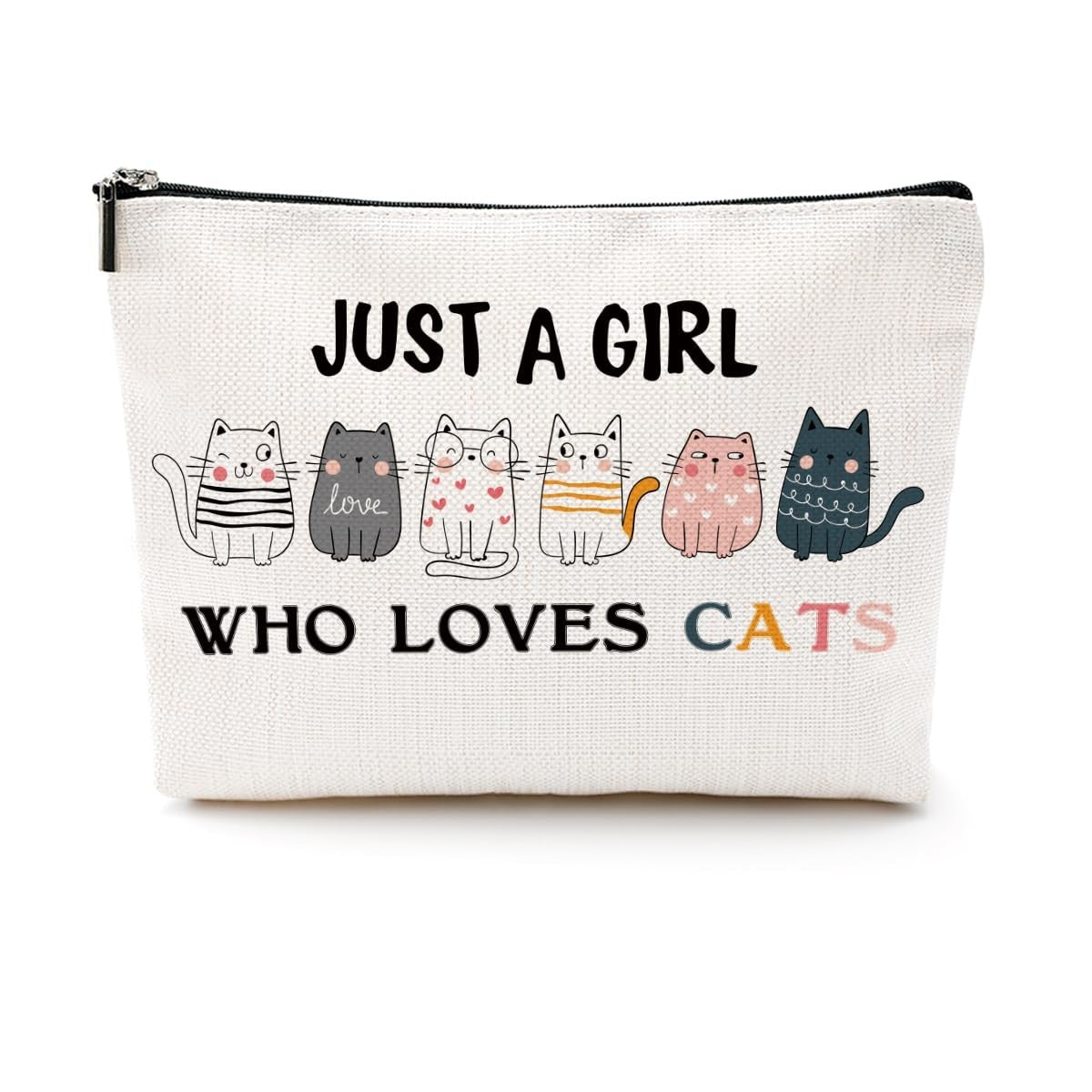 Cat Lover Makeup Bag with Funny Cat Design - Gift for Women & Girls