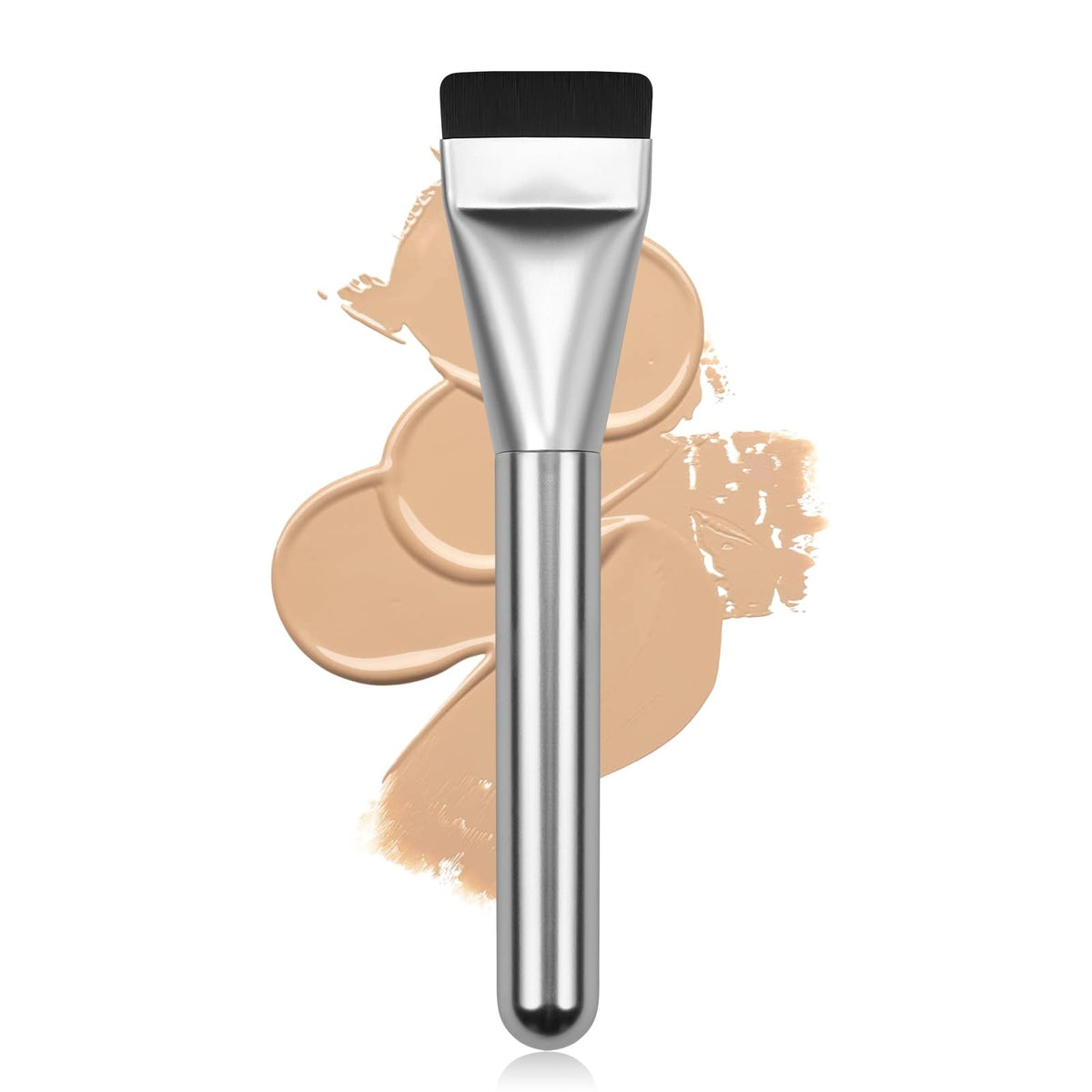 Flat Foundation Brush - Korean Makeup Spatula with Silver Handle