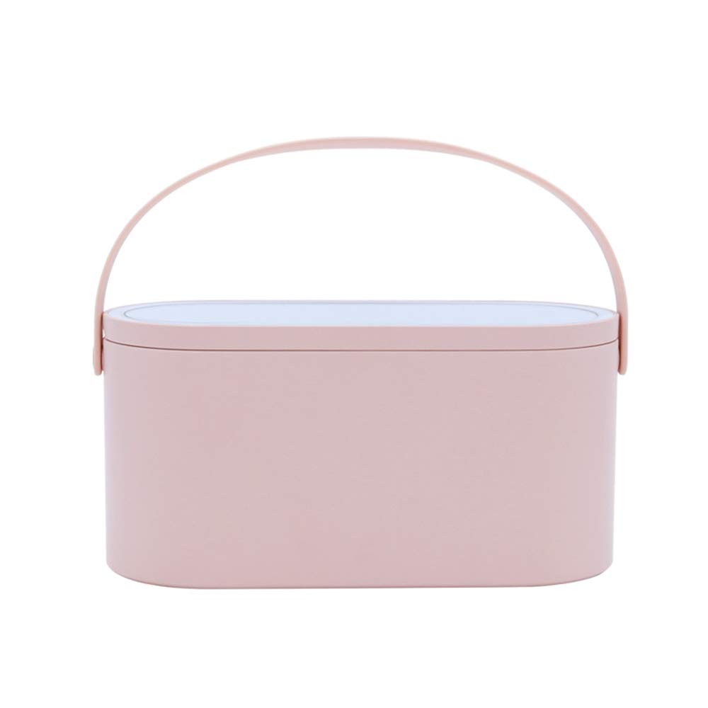 Portable LED Makeup Case with Mirror, Travel Cosmetic Organizer Pink