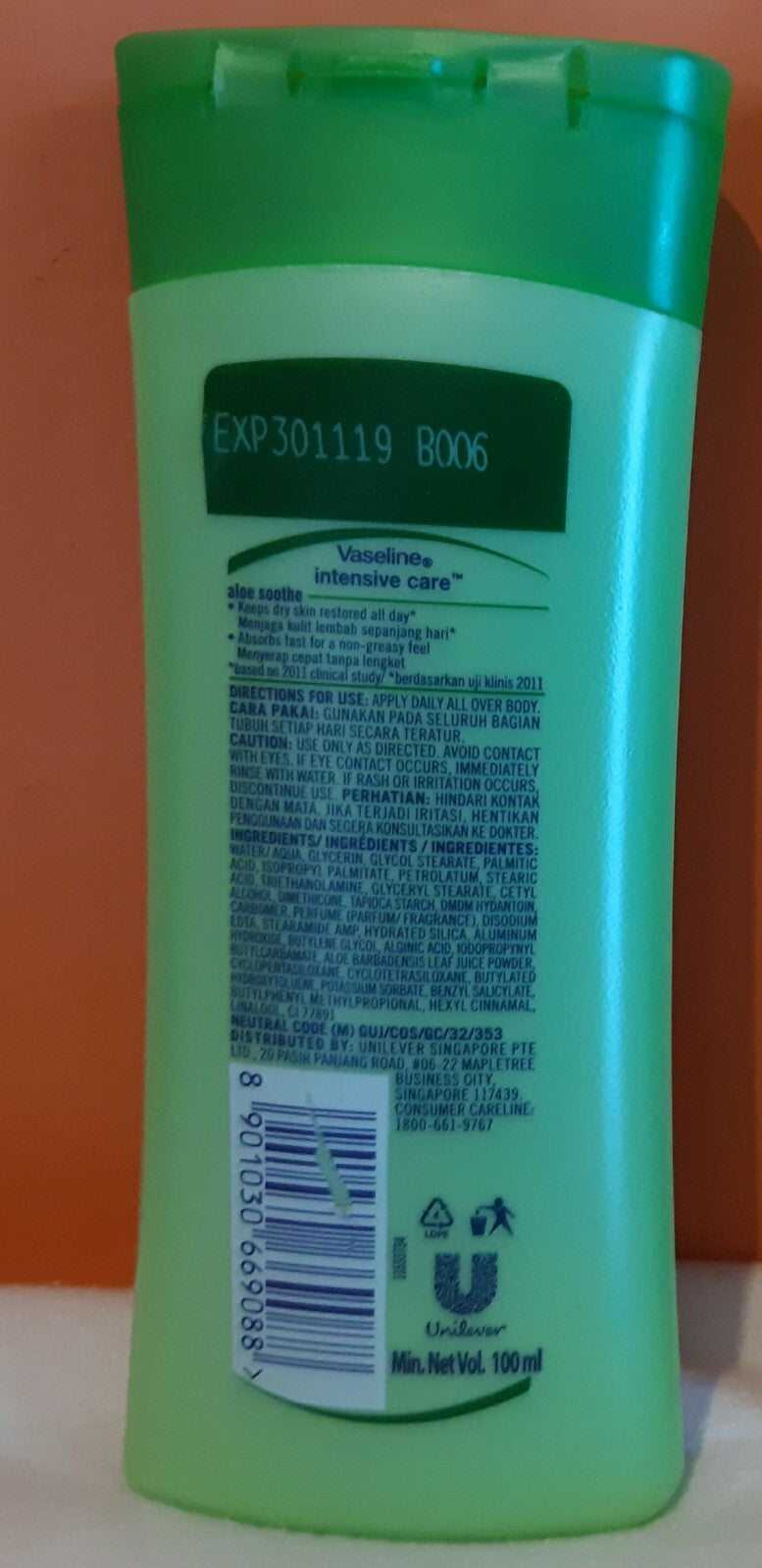 Vaseline Intensive Care Aloe Soothe Lotion 100ml - Pack of 3