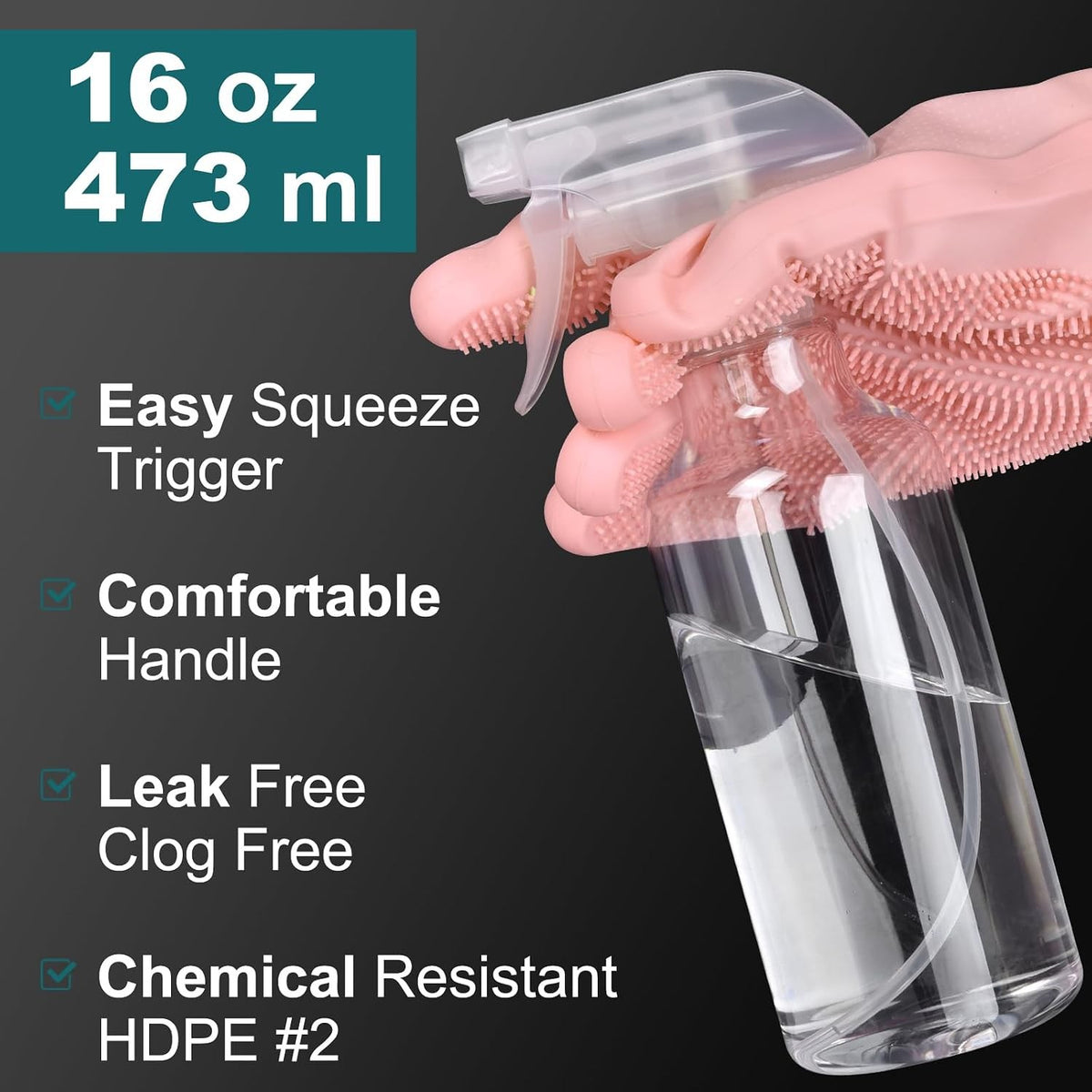 16.9oz Plastic Spray Bottles Set - Adjustable Nozzle for Cleaning & Gardening