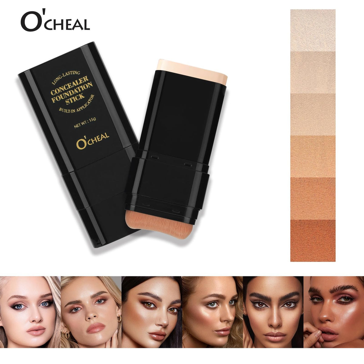 Long-Wear Face Foundation & Contour Stick - Lightweight, Hydrating, Full Coverage