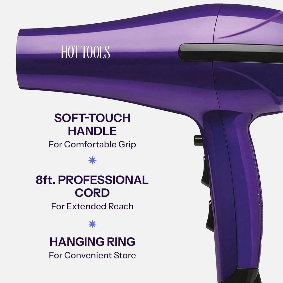Ionic Hair Dryer 1875W Fast Dry Lightweight with 6 Heat Settings - Purple