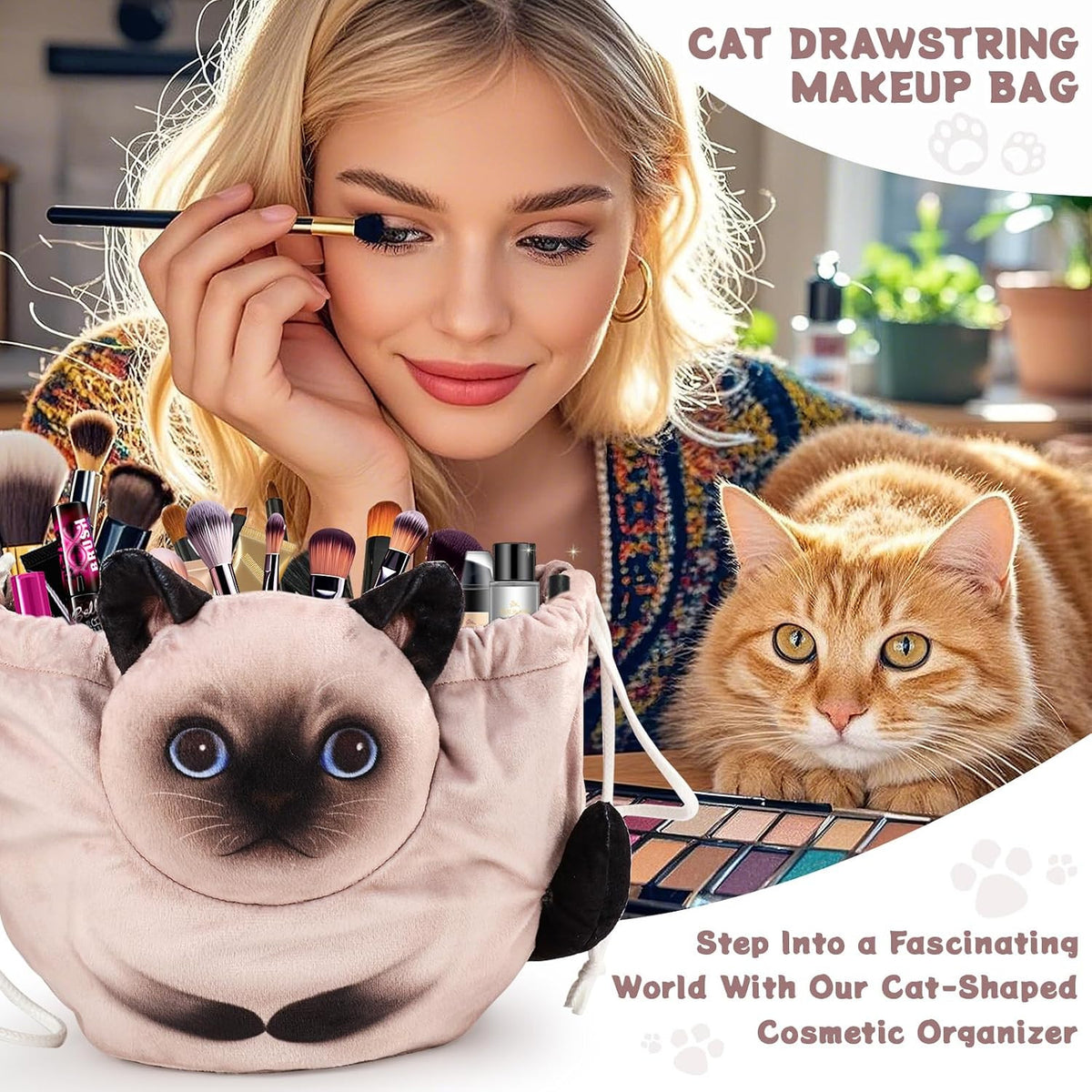 Drawstring Makeup Bag - Travel Organizer for Cosmetics & Gifts