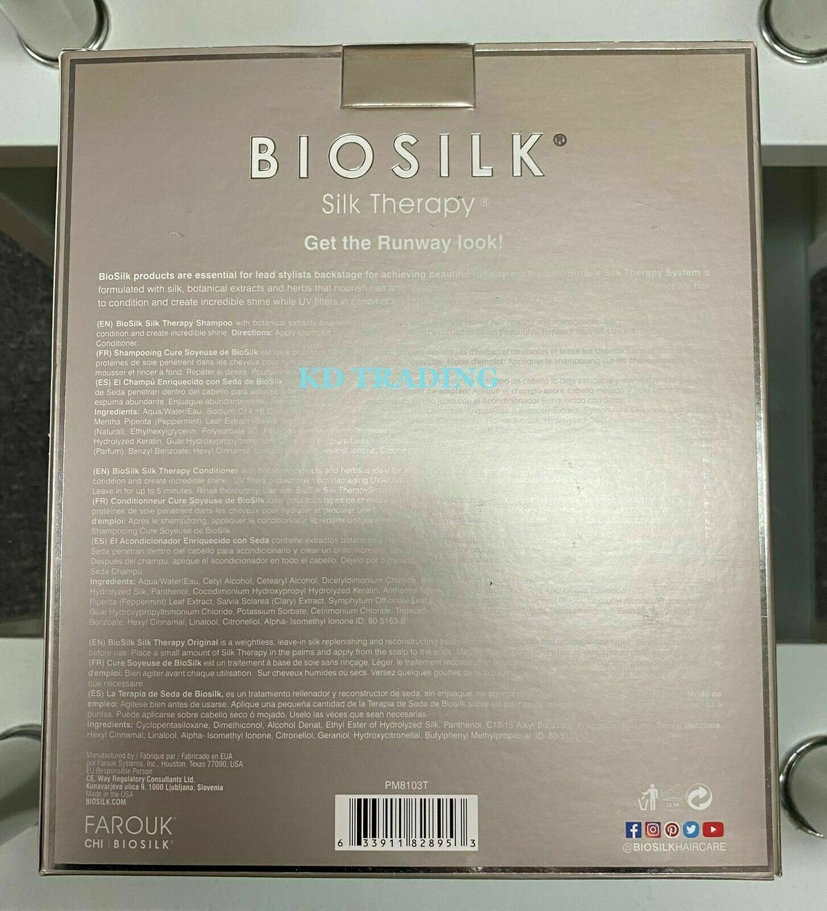 (3-Pack) BIOSILK Silk Therapy Shampoo Conditioner Hair Treatment w/