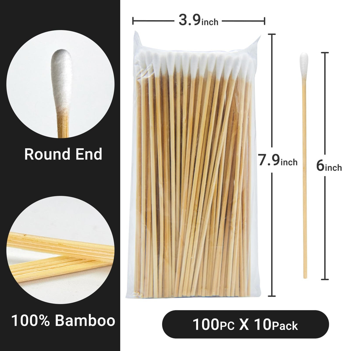 600PCS Long Cotton Swabs - Perfect for Cleaning, Makeup, Pet & Gun Care