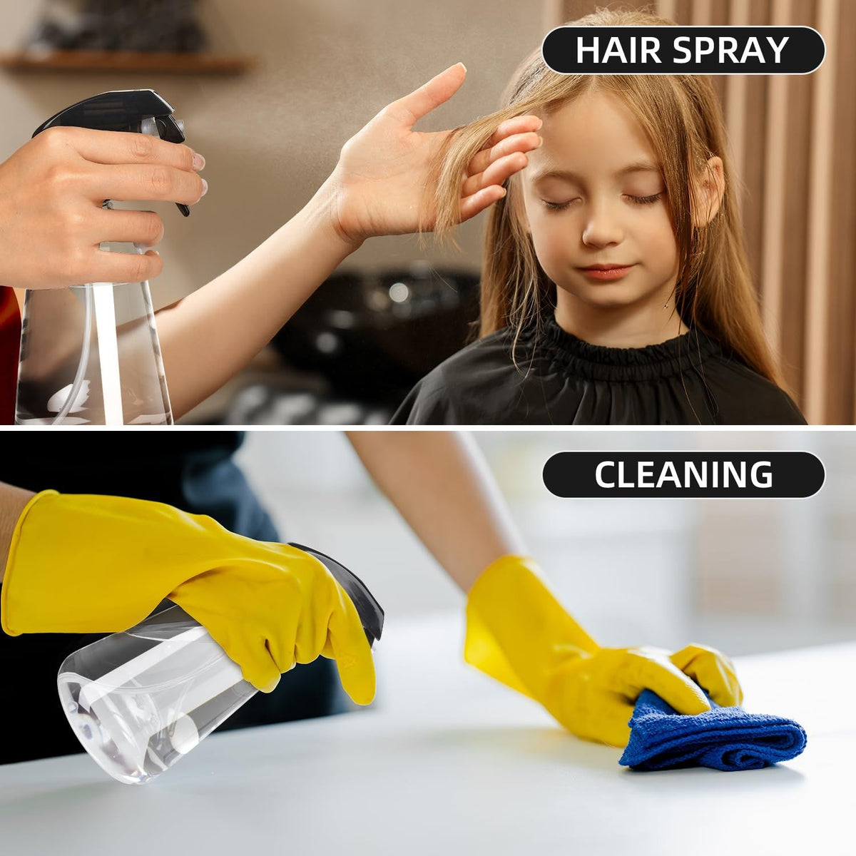 16oz Fine Mist Spray Bottle Pack for Gardening, Hair & Cleaning