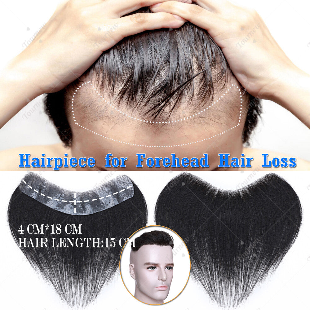 Men's Hair Replacement System Toupee Human Hair Skin V Loop - Natural-Looking Hairpiece