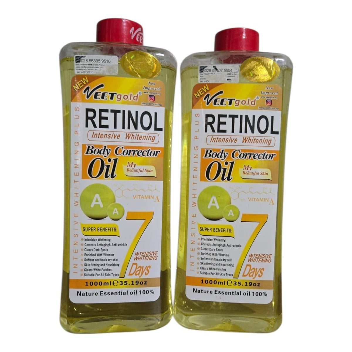 Veet Gold Retinol Body Corrector Oil 1000ml - Whitening & Skin Nourishing