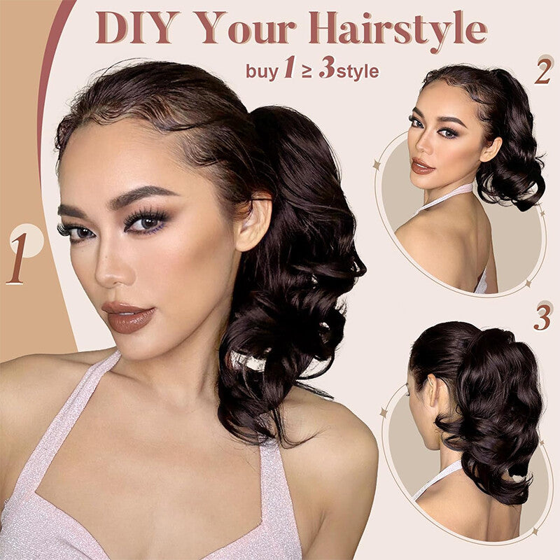 Messy Bun Scrunchie Hair Ponytail Claw Clip Updo Extensions - Thick Ombre