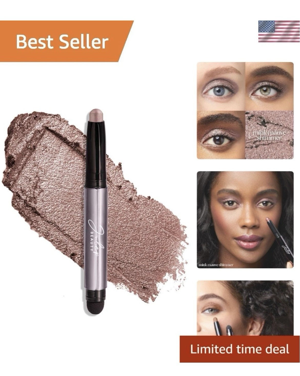 Julep Beauty Mink Mauve Shimmer Eyeshadow - 10 Shades, New
