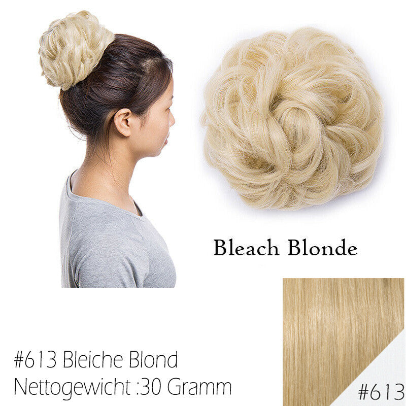 Clip-In Human Hair Bun Extensions Curly & Straight | Messy Hair Piece