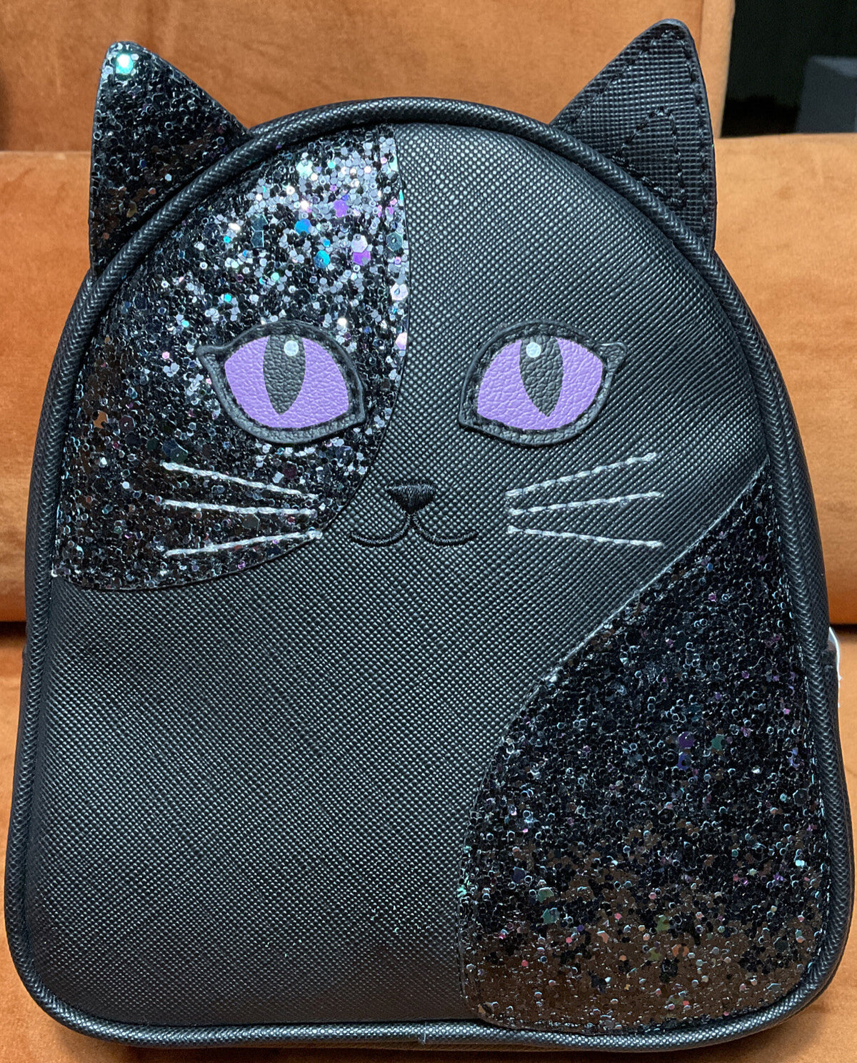 Halloween Cat Cosmetic Bag - Mini Black & Purple Travel Makeup Pouch