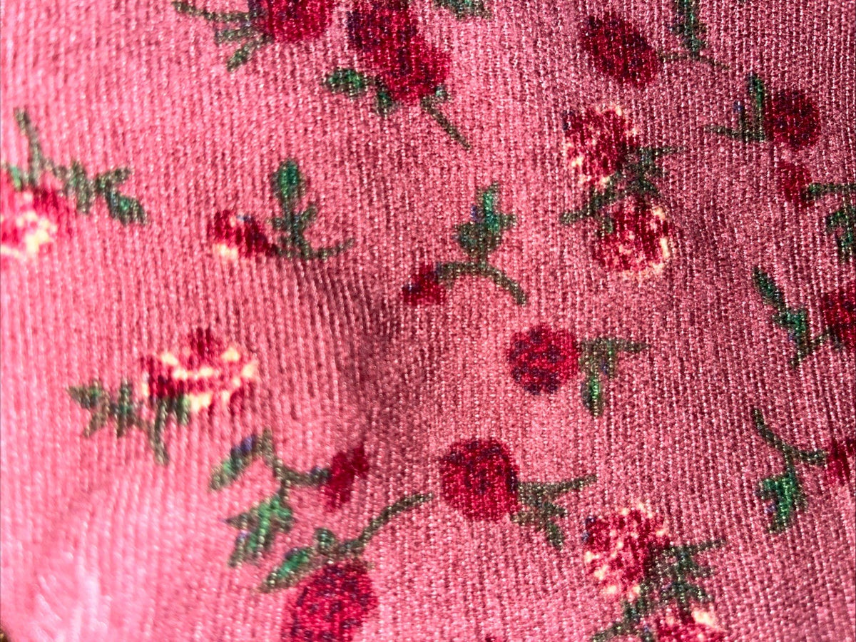 Corduroy Makeup Bag 7x10x2 Inches - Burgundy Rose Pouch with Zip