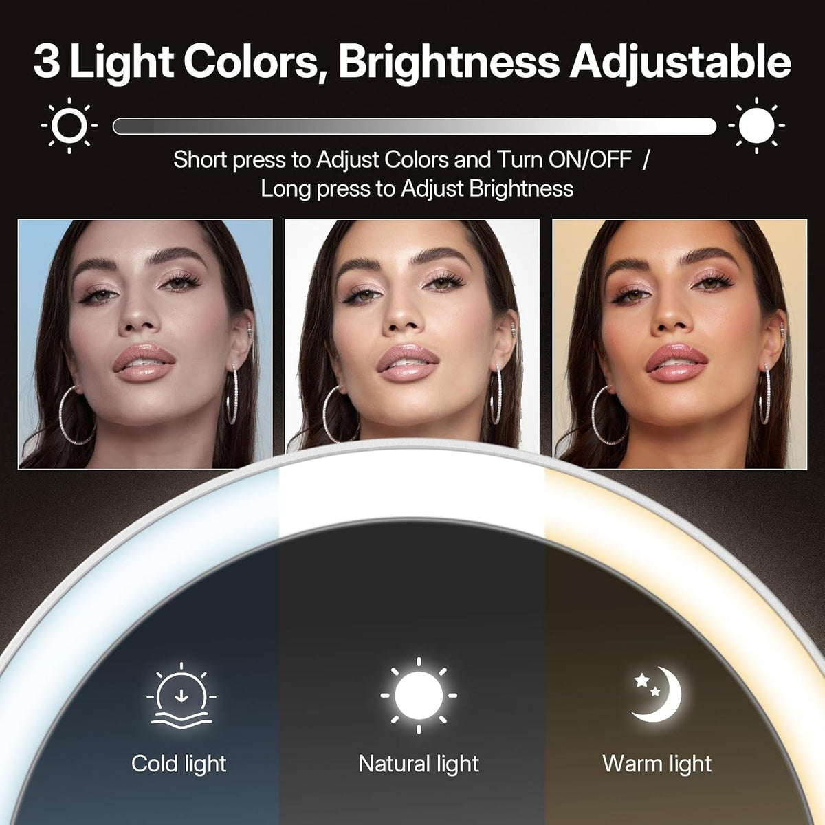 Foldable Travel Mirror with LED Lights 10X Magnification Compact Makeup Mirror