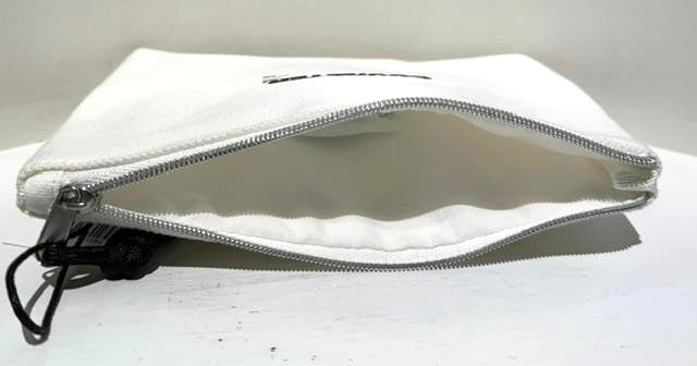 Travel Cosmetic Pouch in White Canvas - Zippered Makeup Organizer