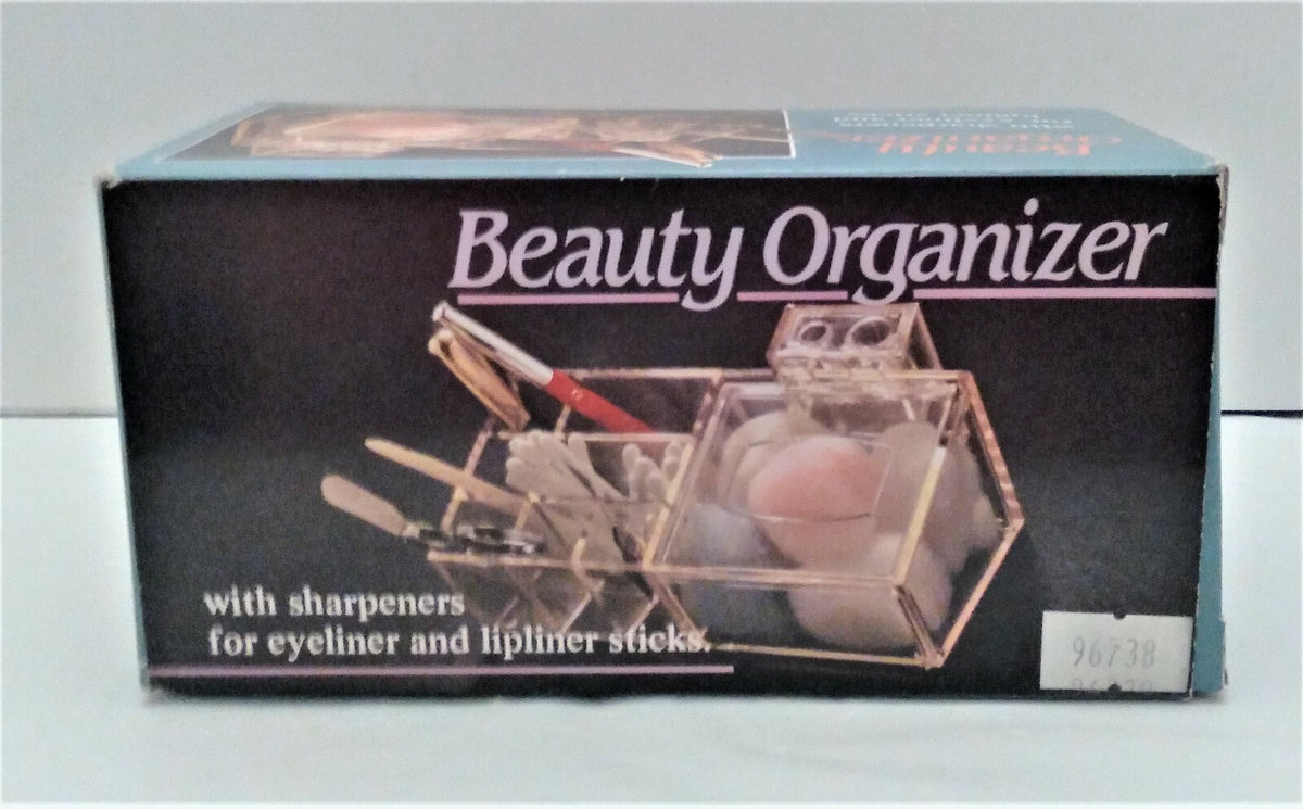 Vintage Clear Acrylic Organizer for Eyeliner Lipliner & Sticks with Sharpeners