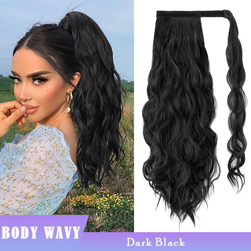Clip-In Ponytail Hair Extensions Thick Wavy Natural Look 24-32 Inch