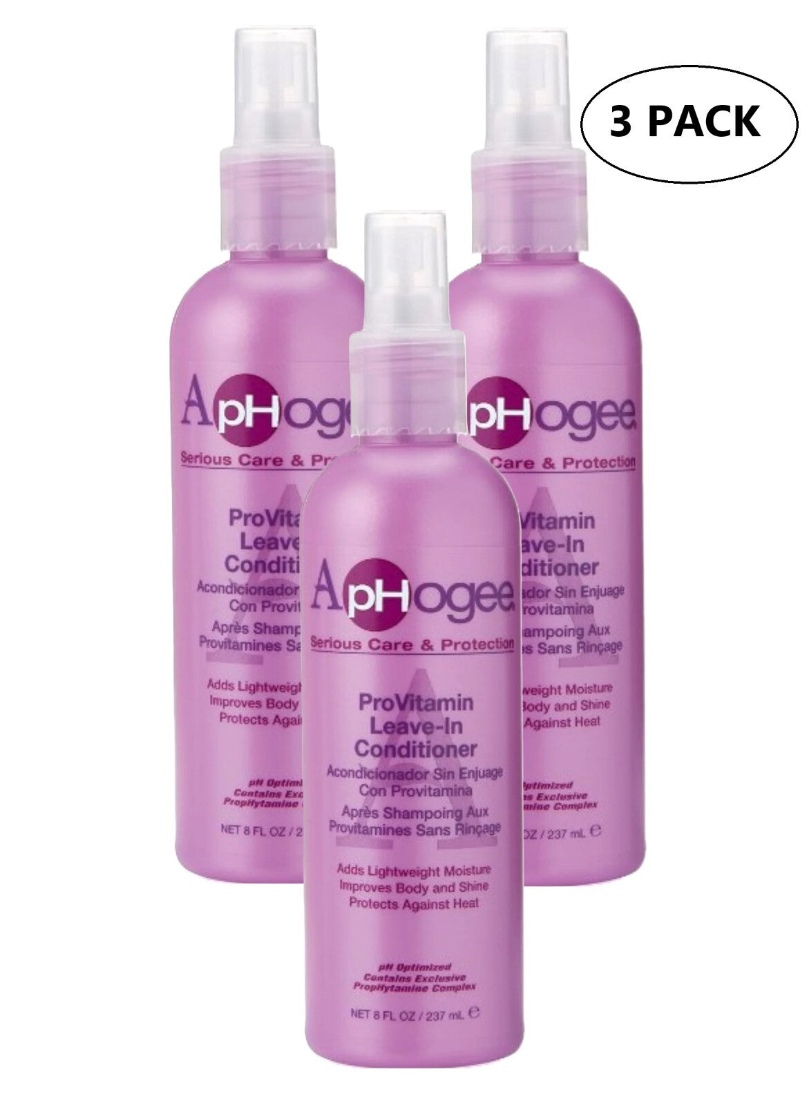 Aphogee Pro Vitamin Leave-In Conditioner - Deep Nourishing Hair Treatment - 8 fl oz, Pack of 3