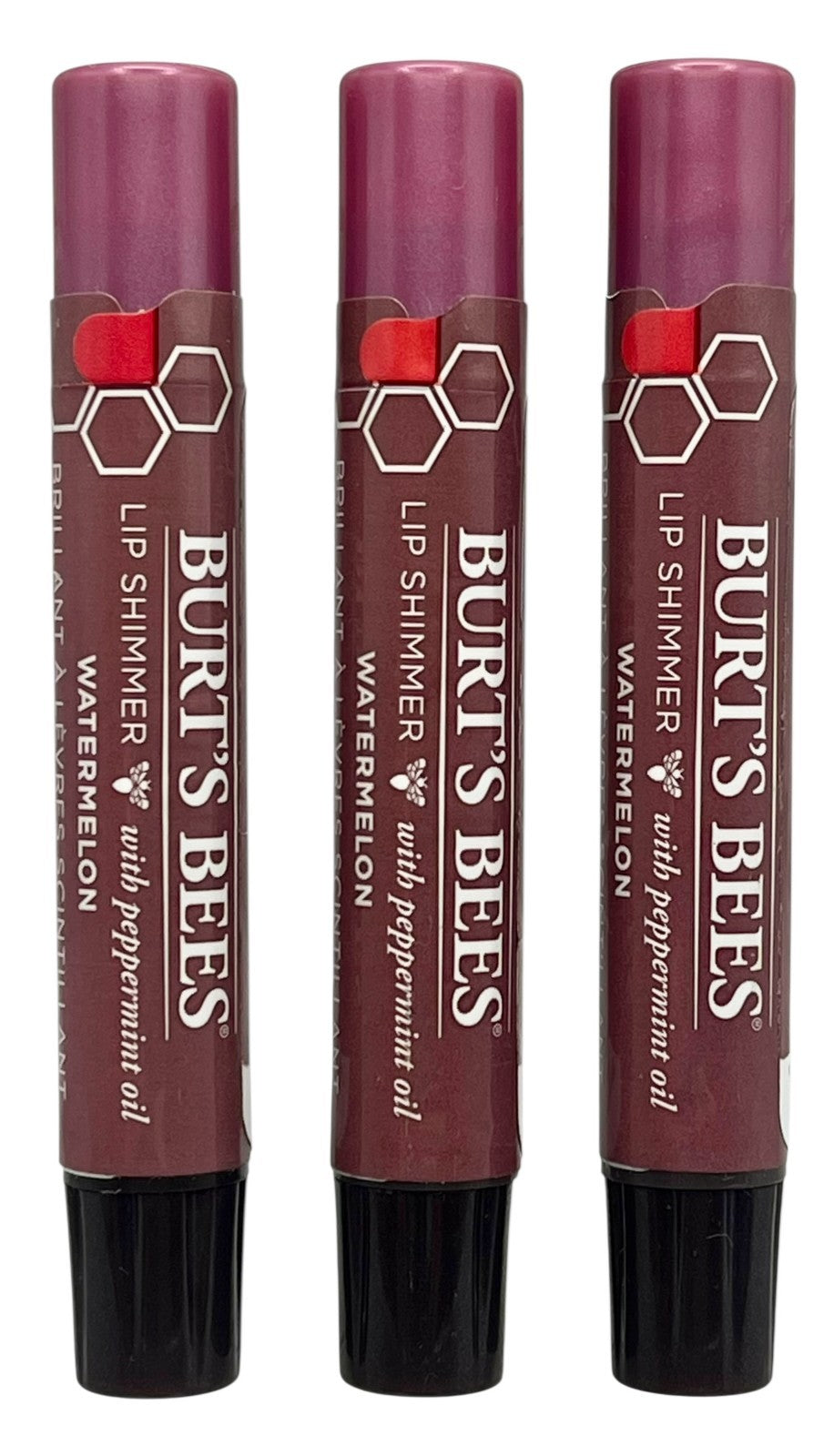Natural Watermelon Lip Shimmer Pack - Moisturizing Lip Gloss with Peppermint