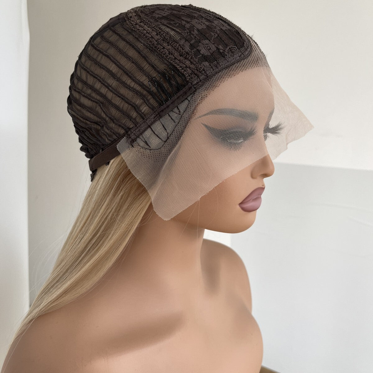 Long Straight Brown Blonde Lace Front Wig - Heat Resistant Synthetic Hair