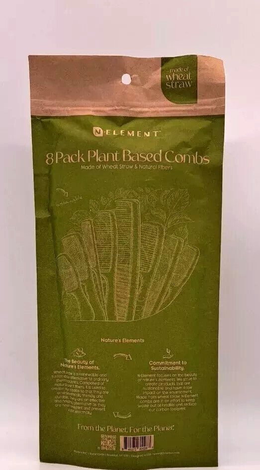 Plant-Based Combs Pack of 8 - Natural Wheat Straw Hair Grooming Tools