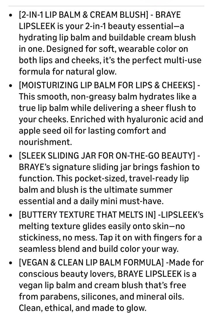 Braye Brick Red Lip Balm for Lips, Cheeks & Eyes - Blur & Moisturize - .08 Oz