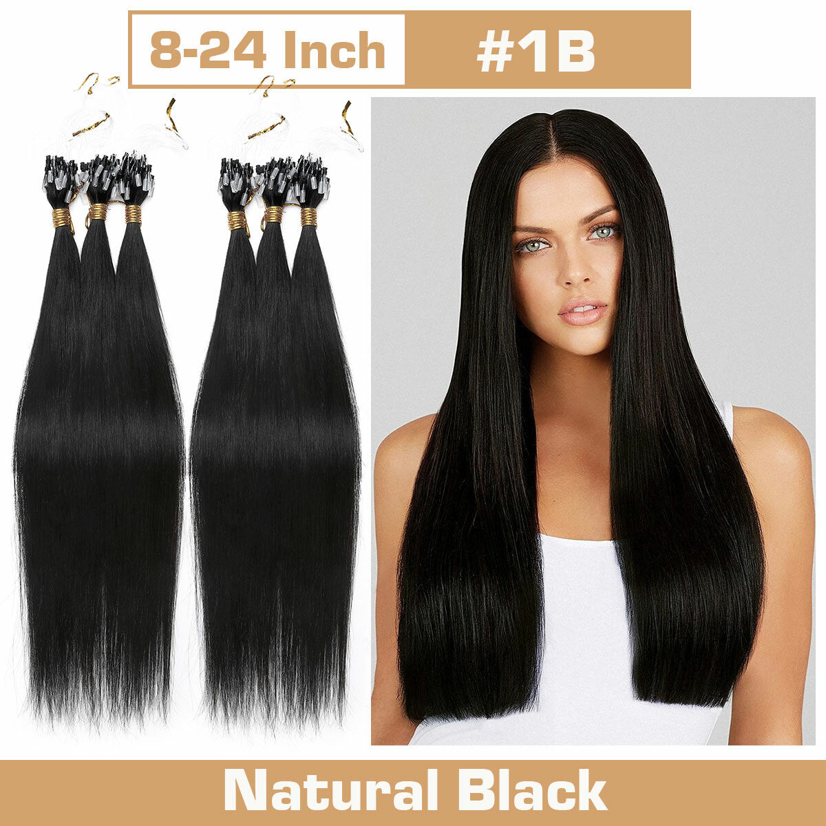 Thick Micro Loop Human Hair Extensions - Remy 100% Human Hair, Nano Beads, Multiple Lengths & Colors