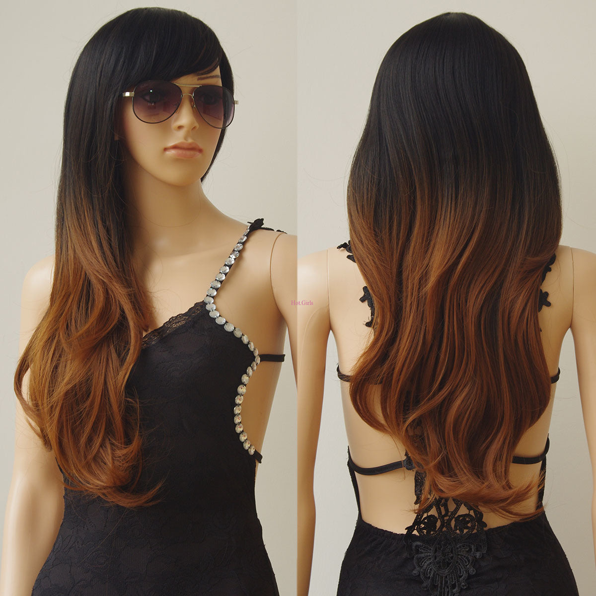Long Ombre Wigs - Heat Resistant Synthetic Hair, Thick Full Wigs