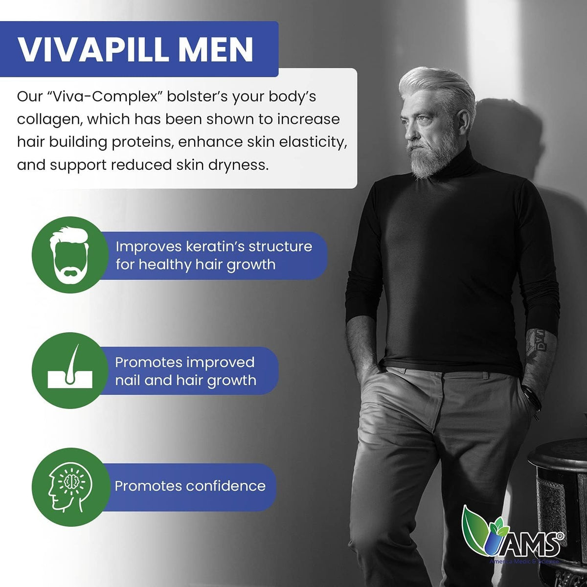 Men's Hair Growth Vitamins with Biotin & Keratin - 120ct