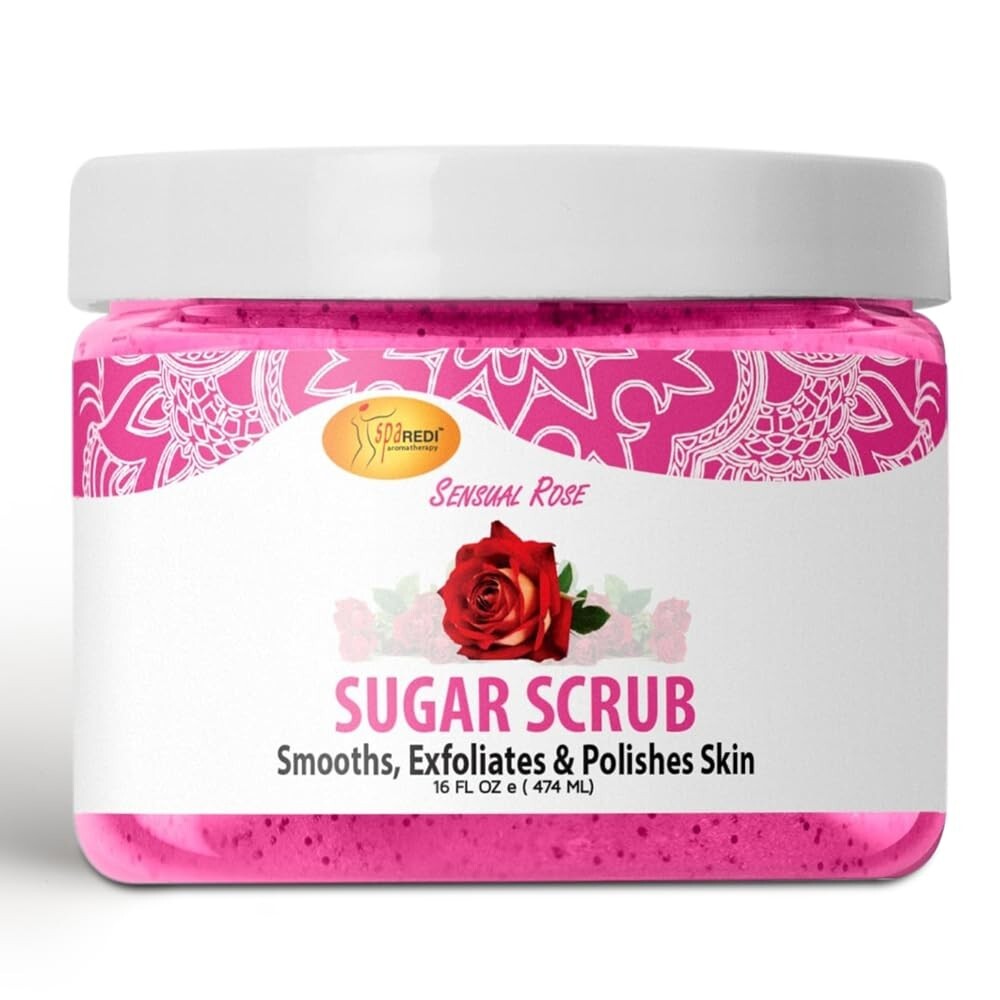 Sugar Body Scrub Exfoliant - Sensual Rose, 16 oz
