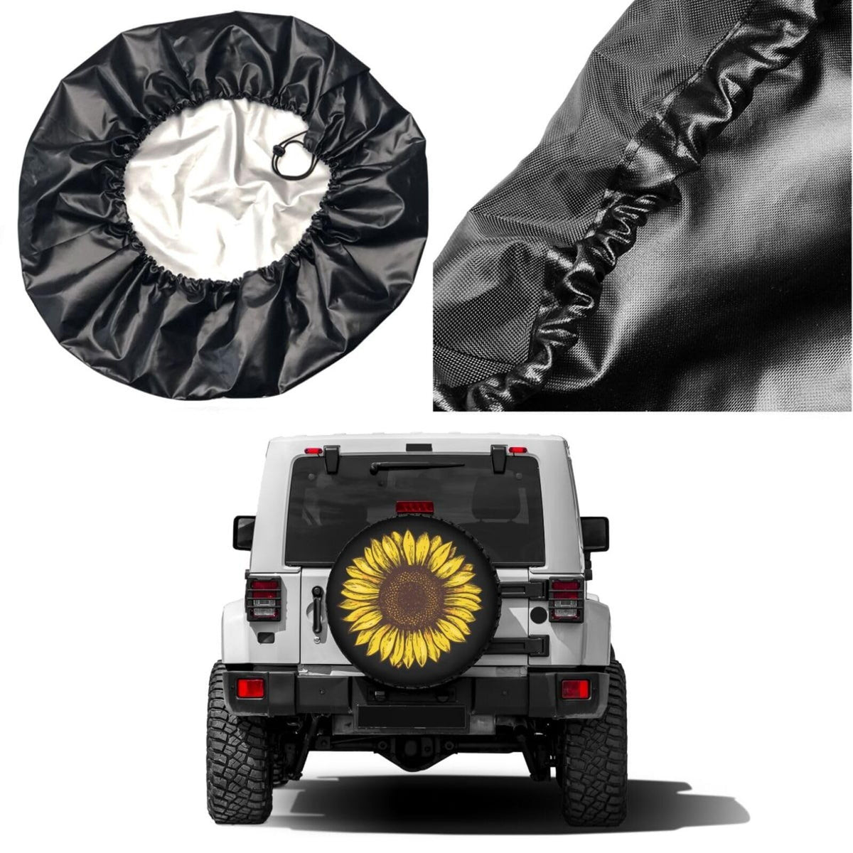 15 Inch Sunflower Spare Tire Cover Waterproof Dustproof for RV SUV Trailer