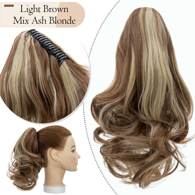 Messy Bun Scrunchie Hair Ponytail Claw Clip Updo Extensions - Thick Ombre Style