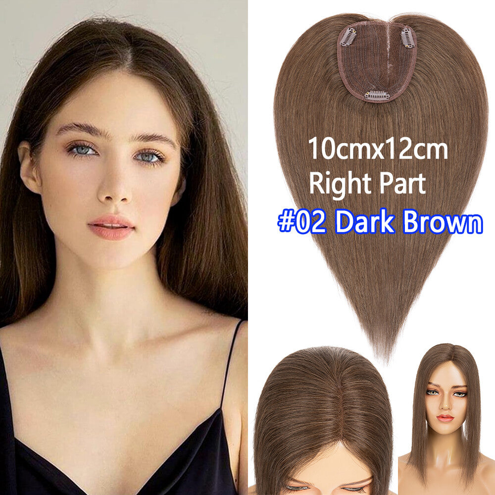 Remy Human Hair U-Part Topper Clip-In Hairpiece for Hair Loss & Volume