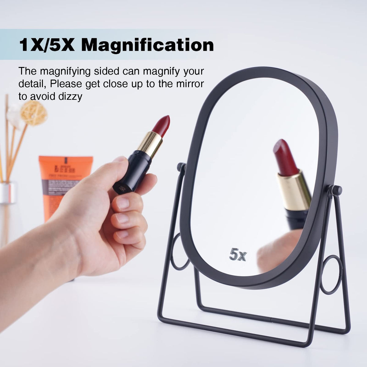 Classic Dual-Sided 5X / 1X Magnifying Tabletop Vanity Mirror, Chrome
