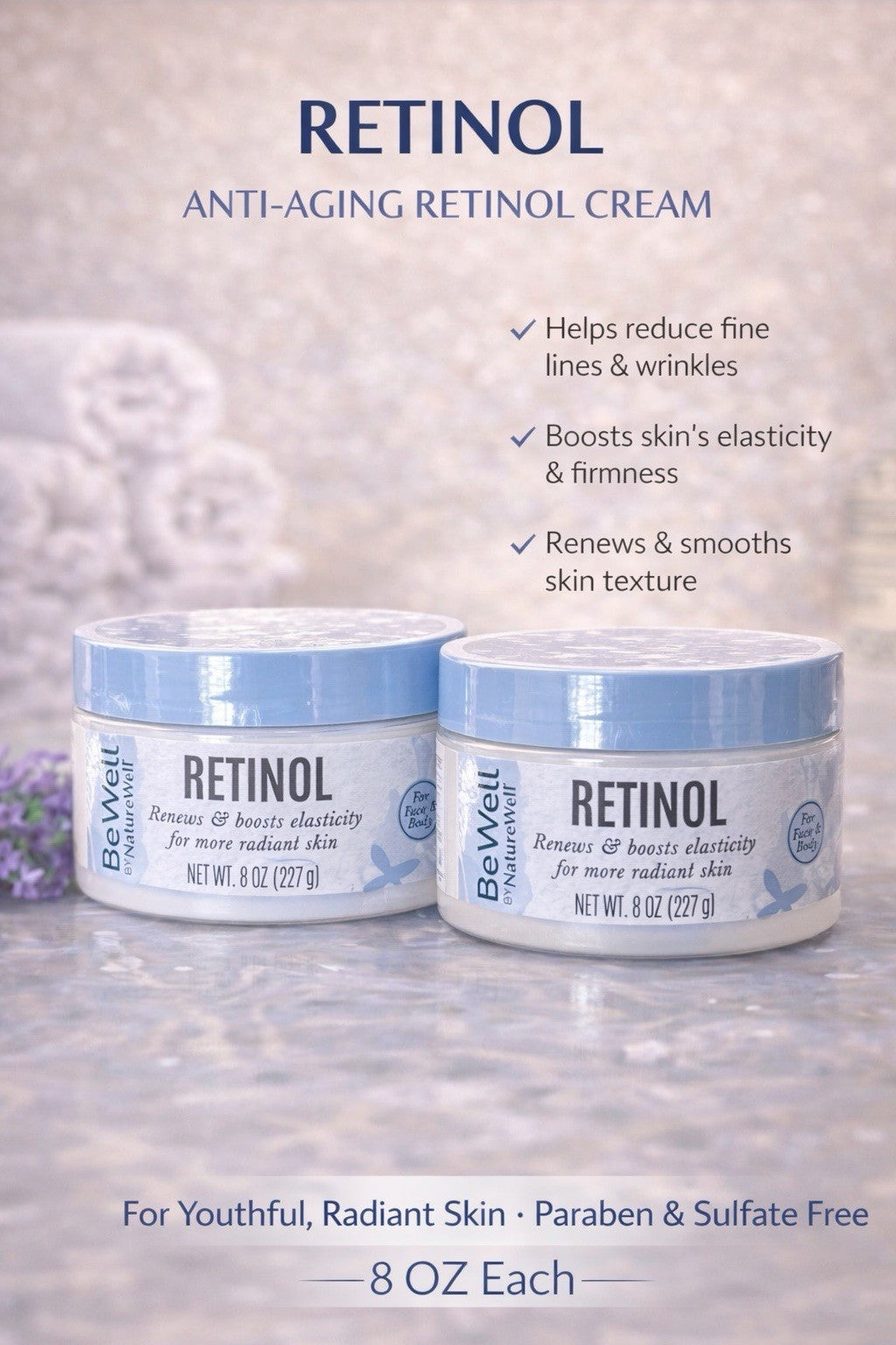 Retinol Anti-Aging Face & Body Cream 2-Pack - Hydrating & Firming Moisturizer