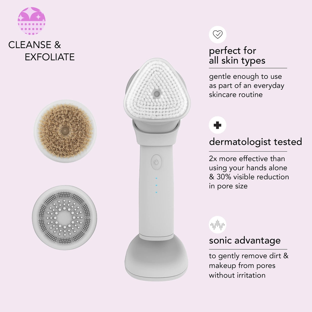 Facial Cleansing Brush Kit - Deep Clean & Exfoliate with 3 Attachments