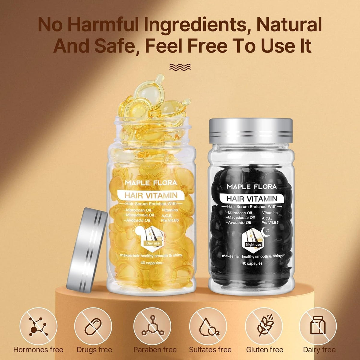Hair Treatment Serum Capsules with Argan Macadamia Avocado Oils & Vitamins