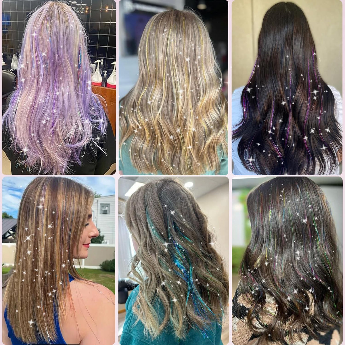 Nineibei 22 Colors Hair Tinsel Kit, 8800 Strands 48 Inch Inch,